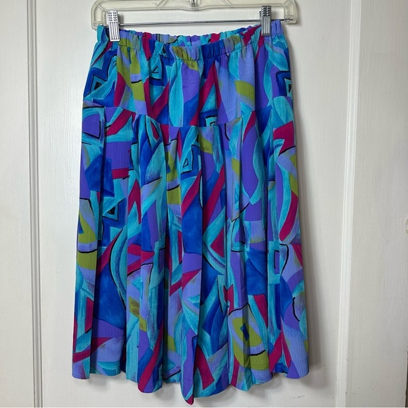 Dresses & Skirts - Vintage  Abstract 80’s print elastic waist midi skirt